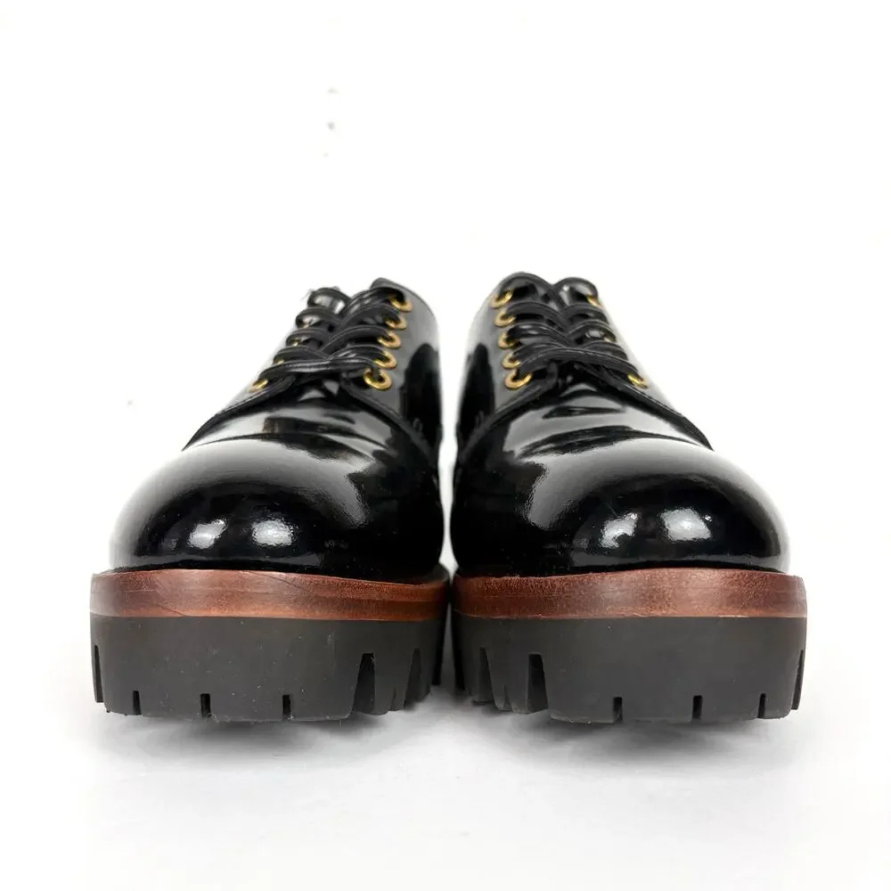 Jeffrey Campbell Trevor Platform Lug Sole Derby Oxfords Black Patent Leather 8